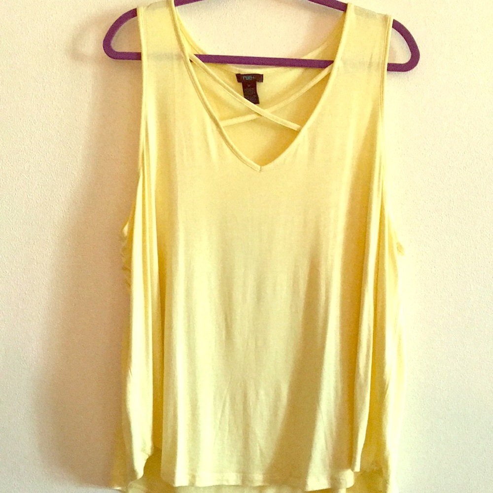 Yellow cross strap tank top 2X